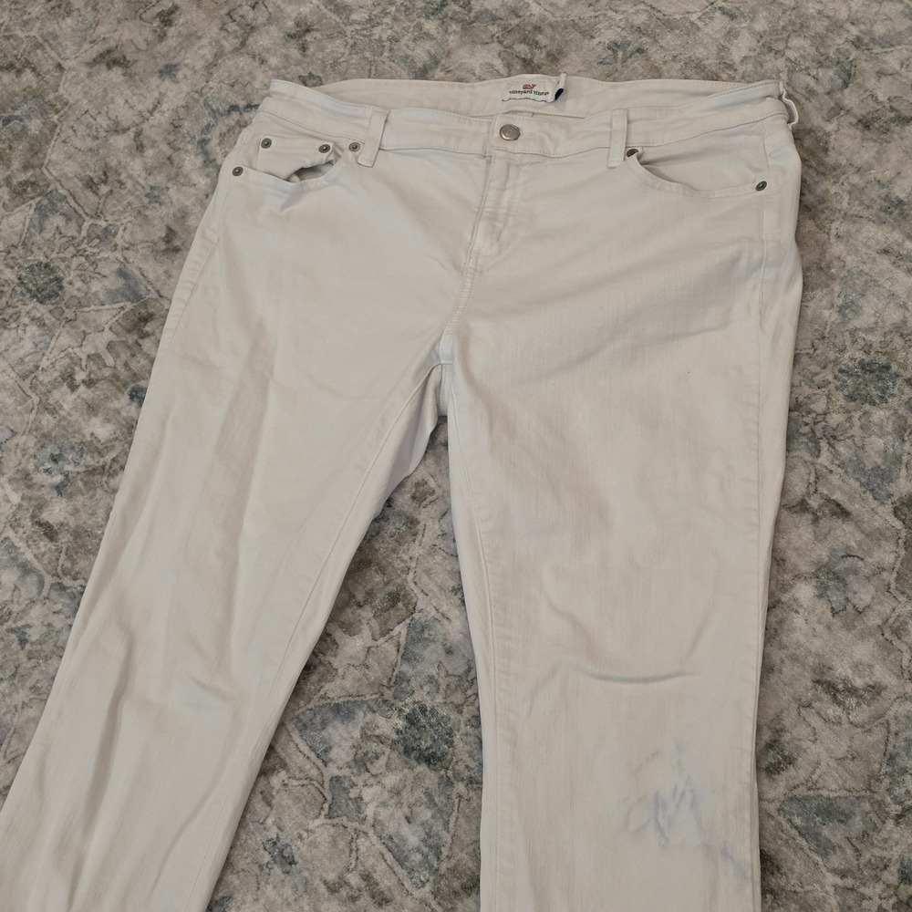 Vineyard Vines Womens White Denim Jeans Size 14 Mid Rise Classic 5 Pocket